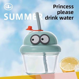 Promotion Cute Mini Chubby Cartoon Glass Water Cup with <b>Straw</b> for Travel-Gift Idea for <b>Drink</b> Lovers - Product Image 1