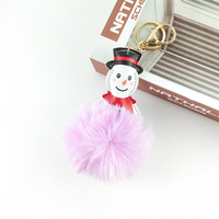 Pompon en fourrure de faux rex moelleux de 10 cm, pompon en fourrure de bonhomme de neige de Noël, mini pompon en fourrure, porte-clés en fourrure, porte-clés pour cadeau de Noël