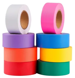 Non-Adhesive Fade Custom Multi-colored Pvc Marking Roll Survey Fluorescent Flagging Tape for Surveying Forestry Mining safety