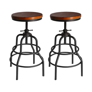 Tabouret de bar moderne en métal et bois, design industriel rustique, écologique, durable, stable, pour usage commercial, hôtel, bar - Product Image 1