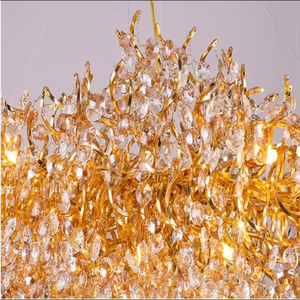 Ceiling Adjustable Height Modern Luxury <b>Gold</b> Crystal Flower Round Chandelier Large Pendant <b>Light</b> for Living Room - Product Image 3