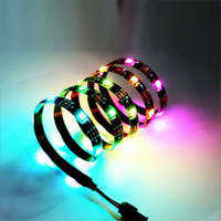 Bande LED RGB Intelligente 5V/12V, Découpable, PCB Noir Cuivre 8mm, USB, IP20, Télécommande, Intensité Variable, Garantie 2 Ans, Éclairage