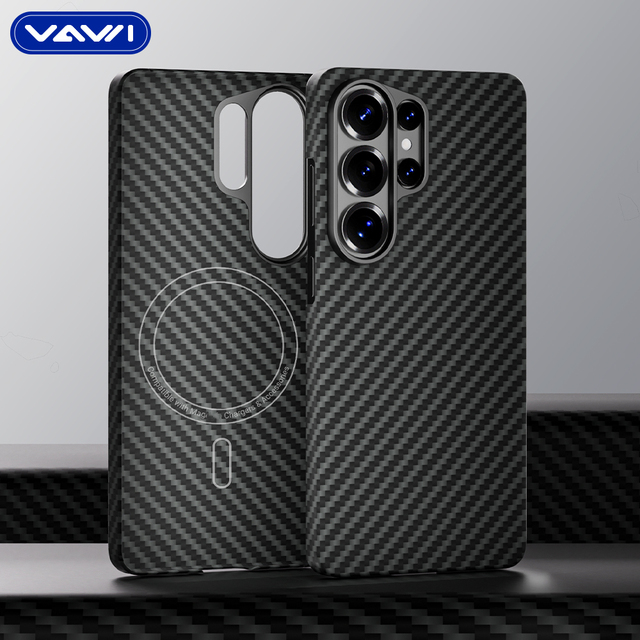 VAWI V-K01 Ultra Thin Carbon Fiber Aramid Fiber Phone Case with Magnetic for Samsung S25 S26 Ultra for Android Shockproof Case