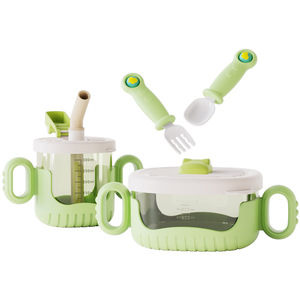 Juego de vajilla para niños, tazón para comida de bebé, tenedor, cuchara, taza con asa, taza con pajita, juego de 4 piezas para mayores de 6 meses - Product Image 3