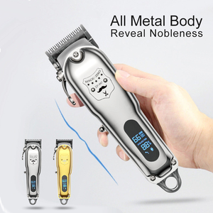 Nouvelle coupe de cheveux sans fil professionnelle Rechargeable USB Salon vente en gros or tout en métal avec tondeuse à cheveux Lcd tondeuse - Product Image 4