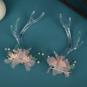 24 nouveaux accessoires pour cheveux de style ancien, design original, pinces à cheveux en soie rose avec fleurs de fée et cornes de dragon, même style que le petit dragon - Product Image 4