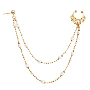 Gaby Ethnic wind wear piercing clous dames double nez stud Stage sans perforation imitation cristal <span class=keywords><strong>faux</strong></span> boucle d'oreille chaîne de nez - Product Image 4