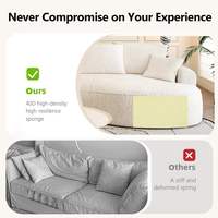 Canapé d'angle luxueux et moderne à dossier incurvé, avec revêtement en chenille, mousse à mémoire de forme et design sans armature pour salon