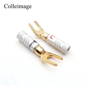 Hifi Brass mạ Vàng âm thanh ổ cắm Y Spade Loa cắm điện nối <span class=keywords><strong>adapter</strong></span> Tabletop ổ cắm - Product Image 2