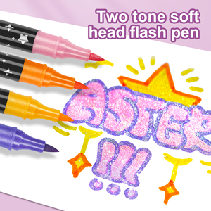 Fornitura diretta in fabbrica Set <span class=keywords><strong>penne</strong></span> glitterate a doppio colore-penna illuminante scintillante sfavillante per studenti, Scrapbooking, regalo - Product Image 5