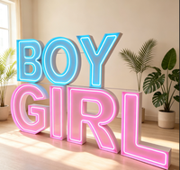Lettres lumineuses BOY GIRL en acier inoxydable étanches IP65 avec contrôle par application pour la décoration d'événements de révélation du sexe
