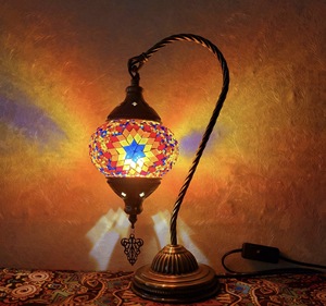 Cross-border Turkish Bohemian Swan Neck Table Lamp Finished Handmade Glass <b>Bedside</b> Ambient Desk Lamp - Product Image 6