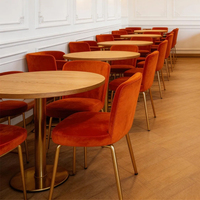 Ensemble de mobilier de restaurant commercial moderne, tables basses et chaises en velours vert pour hôtel, école, centre commercial, design industriel