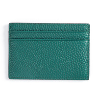 Dompet Kartu ID Kulit Asli Buatan Tangan Mewah dengan Logo Kustom, MOQ Rendah, Penutup Kartu Kredit Tipis Tanpa Kancing, 30mm