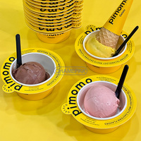 Tasse à crème glacée imprimée avec logo personnalisé Bol à crème glacée au yaourt glacé Gobelet en papier jetable à mur unique avec couvercle