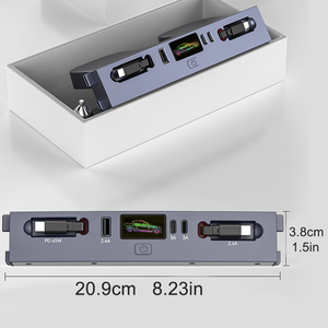 Unità di Ricarica QC3.0 65W Estensibile per <span class=keywords><strong>Tesla</strong></span> Model Y/3, Protezione OTP, 2 Porte Type-C, 3 Porte USB, Pieghevole e Retrattile - Product Image 2
