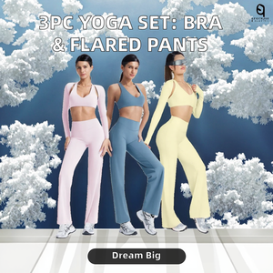 Femmes 3 pièces respirant Fitness formation costume à manches longues soutien-gorge avant solide évasé taille haute pantalon Sports de plein air Pilates Yoga - Product Image 2