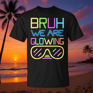 T-shirt à manches courtes avec design néon We Are Glowing, col rond, imprimé numérique, unisexe pour adultes - Product Image 3