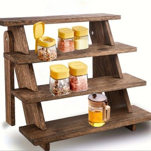 Wooden Multi Tiered <b>Shelving</b> Unit Paulownia Wood Display Rack Desktop <b>Storage</b> Stand For Flower Paper <b>Box</b> Bag - Product Image 3