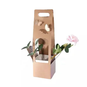 Premium Florist Supplies Clear Rose Geschenk box Papier boxen Großhandel Verpackung Kraft Blumen boxen für Blumenladen