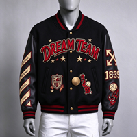 Veste universitaire américaine personnalisée, manches en cuir PU, mélange de laine matelassé, broderie de patchs en chenille, streetwear, veste de baseball