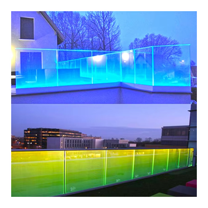 Lumière LED extérieure en aluminium et verre, balustrade en verre en forme de <span class=keywords><strong>U</strong></span>, garde-corps en verre pour terrasses et balcons - Product Image 1