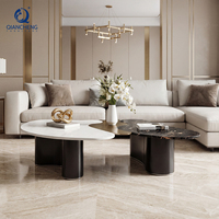 OEM ODM Table basse en marbre naturel haut de gamme pour salon Ensemble table centrale à dessus irrégulier en acier inoxydable pour mobilier d'hôtel