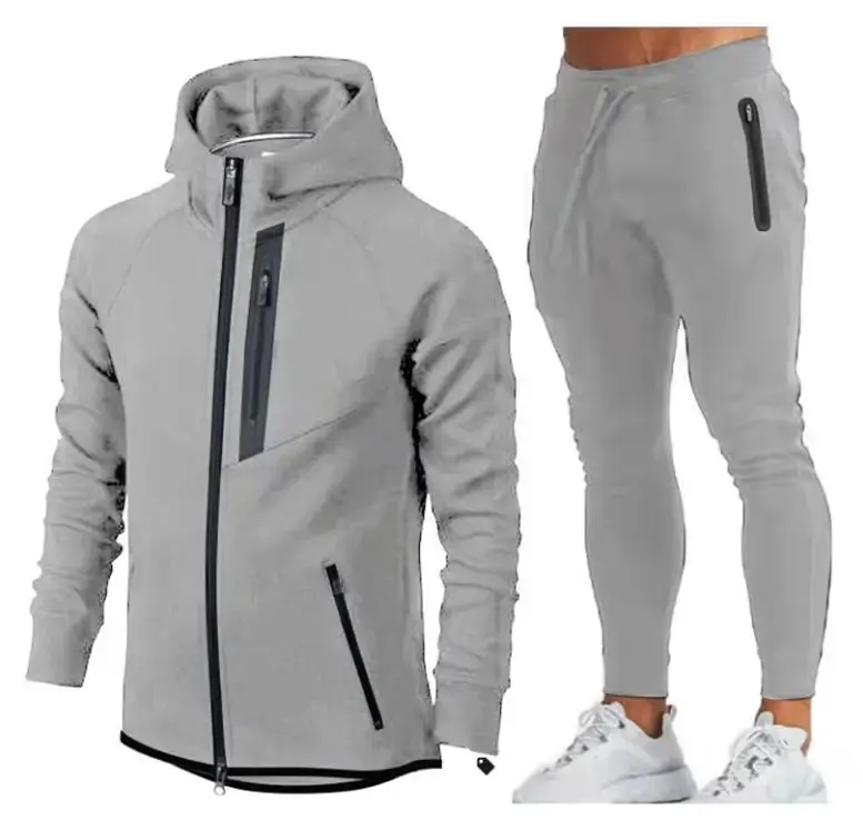 2023 Custom Training Jogging Confortável Zipper Hoodies Ternos Two Piece Set Treino Para Homens