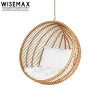 Fauteuil suspendu de balcon extérieur WISEMAX, hamac de jardin, fauteuil à bascule en rotin, fauteuil œuf nid d'oiseau suspendu avec support et coussins