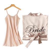 2025 Custom Bridal Robe Bridesmaid Embroidery Dresses Sling Sexy Nightgown Wedding Dresses Silk 2 Piece Set for Women