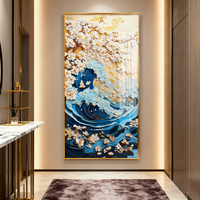 Peinture Personnalisée Ventes Flash Entrée Paysage Abstraite Bord de Mer Décoration Salon Art Mural 3D Tableau Porcelaine Cristal LED