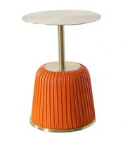 Table d'appoint circulaire en métal portable de style italien minimaliste moderne et luxueux pour le salon