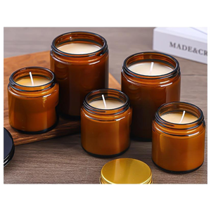 Vente en gros Pot à bougie vide en cire de verre transparent blanc noir mat de 8 oz 10 oz 14 oz avec couvercle en liège en bois - Product Image 6