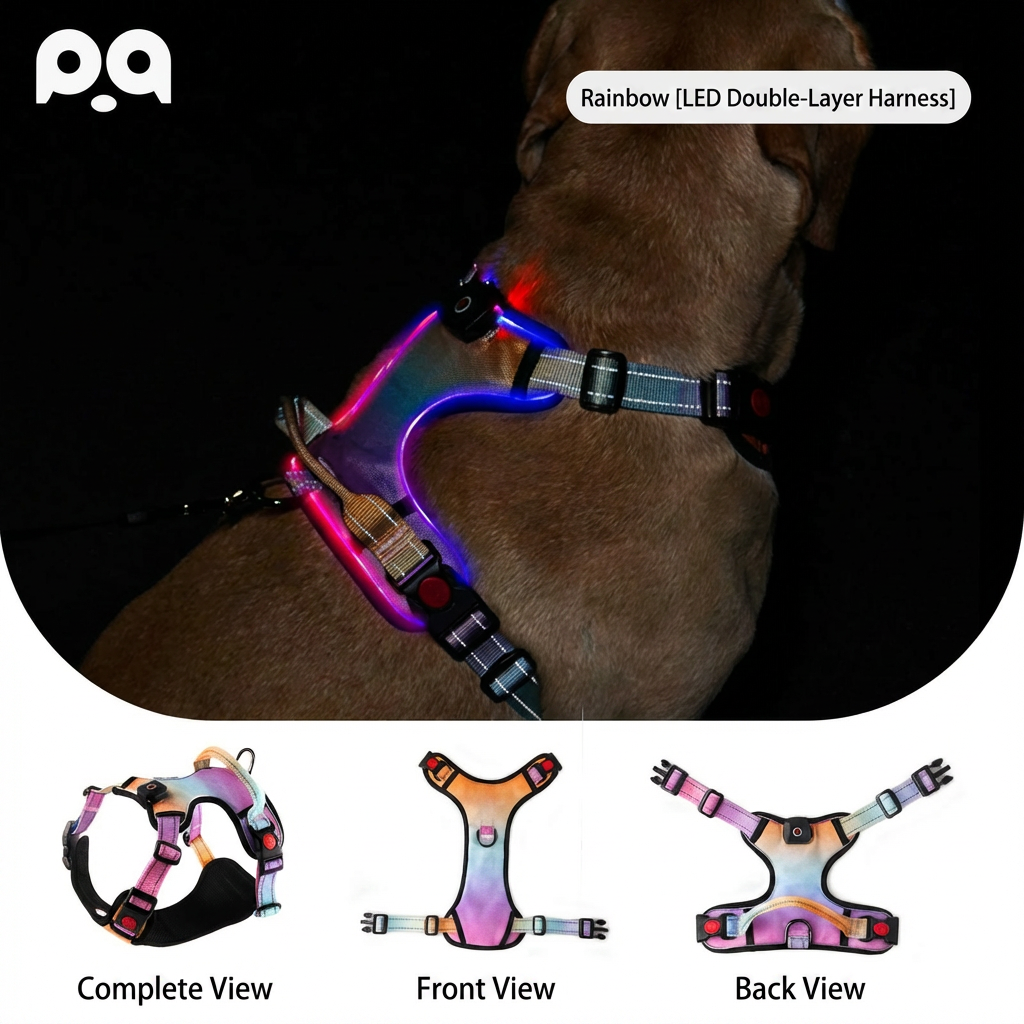 Faja de pecho y espalda de doble capa iluminada con LED de siete colores