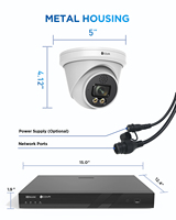 Système de caméra IP 4COVR 16CH 5MP avec disque dur 4TB, caméra tourelle PoE intelligente à double éclairage 12x, détection humaine et de véhicules par IA, kit NVR 16CH