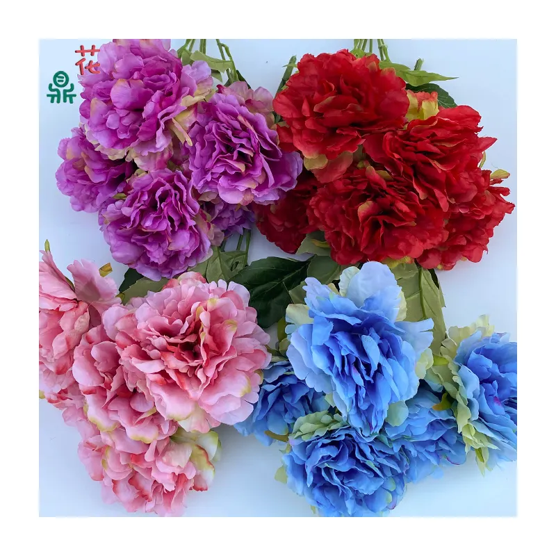 High Quality Five Head Queen Peony Home Decoration Silk Flower Cross-Border Foreign Trade Wholesale Artificial Flowers