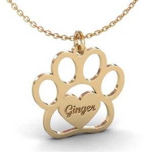 Yiwu Aceon-colgante de acero inoxidable con huella de oso para niño, collar con nombre de pata de mascota, gato, perro, huella de oso personalizada - Product Image 1