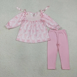 Ensemble pour fille, nouveau design mignon, à carreaux orange, avec motif de fleurs de citrouille d'automne - Product Image 4