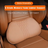 Appuie-tête de siège auto et coussin lombaire en cuir Nappa et mousse à mémoire de forme, respirant, confortable, soutien ergonomique pour le cou et la taille