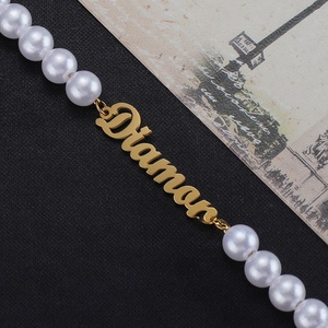 Dropshipping POD <b>Name</b> Plate Necklace Custom Jewelry Custom <b>Name</b> Pearl Necklace Gold Plated Pendant Personalized Jewelry Fashion - Product Image 6