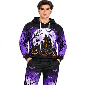Conjunto Deportivo de Halloween para Hombre, Sudadera con Capucha de Forro Polar, Pantalones Deportivos Estampados, Ropa Deportiva Informal de Invierno - Product Image 2