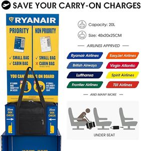 Vente chaude Ryanair cabine sacs week-end <span class=keywords><strong>sac</strong></span> <span class=keywords><strong>de</strong></span> voyage 40*20*25CM Polyester personnalisé mode unisexe HY 1pc/poly <span class=keywords><strong>sac</strong></span> soie impression fermeture éclair - Product Image 2