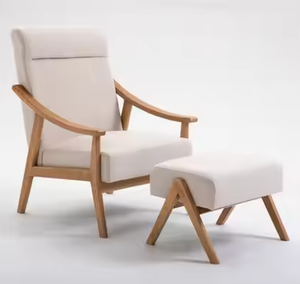 Fauteuil inclinable confortable en tissu et bois pour salon, avec support pour les jambes, pour mobilier d'hôtel et de salon - Product Image 1