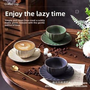 European Style Retro Light Luxury Ceramic Coffee <b>Cup</b> <b>Set</b> Solid Color Niche Latte Tea <b>Cup</b> <b>Set</b> - Product Image 2