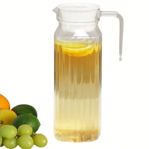 Jarra de agua de vidrio transparente para uso doméstico, de calidad alimentaria, resistente al frío, con tapa. - Product Image 3