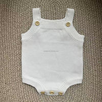 Barboteuse classique unisexe sans manches en tricot plat intemporel pour nouveau-né et tout-petit avec nœud assorti – Tenue de garde-robe