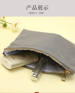 Borsa per il trucco da toilette con Logo personalizzato resistente per Make Up in tela di cotone fai da te - Product Image 2