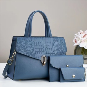 Conjunto de Tres Bolsos Azules para Mujer, con Cierre Cuadrado Horizontal, Bolso de Mano, Bandolera, para Todas las Temporadas - Product Image 1