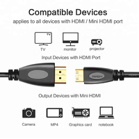 Câble Mini HDMI (Source) vers HDMI (Affichage) Haute Vitesse 0,5m 1m 1,5m 2m 3m 5m Noir 4K 60Hz