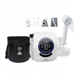 Douche portable rechargeable 8000 mAh avec éponge de bain, 4 modes de pulvérisation pour le <span class=keywords><strong>camping</strong></span> en plein air, les voyages et le lavage de voiture - Product Image 1